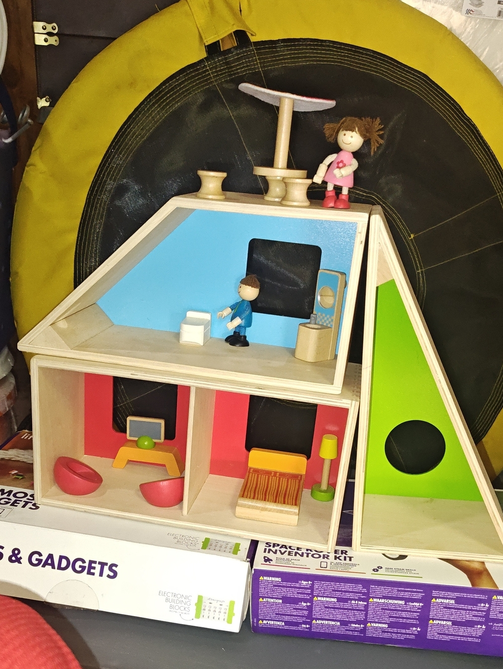 Hape Wooden Dollhouse with Furniture and People 15 Pieces